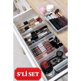 UltraMint 5'li Bade Xl Çekmece Içi Kozmetik ve Makyaj Organizer Seti - Ahşap - Bej - Siyah