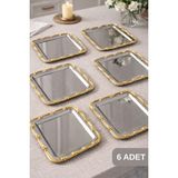 UltraMint 6’lı Gold Gül Çerçeveli Eşsiz Sunum Tepsi Seti - Altın - Seçenek 1