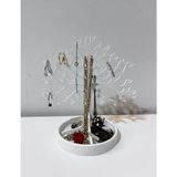UltraMint Ağaç Tasarımlı Kolye ve Küpe Standı, 15X14X0.3 Cm, Şık Takı Düzenleyici - Ahşap - Bej - Siyah