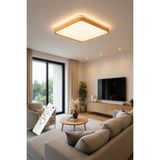 UltraMint Ahşap Desenli Uzaktan Kumandalı Dimmerli 3 Renk Işıklı LED Avize 50 cm - Seçenek 1 - Altın