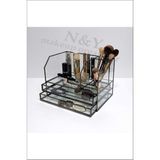 UltraMint Antik Bronz Serisi Çift Çekmeceli Makyaj Organizer 28X20X17 cm - Ahşap - Ceviz