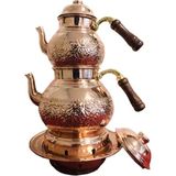UltraMint Bakır Balkon Keyfi Büyük Boy Çaydanlık Osmanlı Ocağı Elegant Tasarım - Altın - Seçenek 1