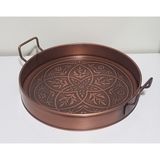 UltraMint Bakır Kaplama Tepsi Çift Set 37 cm ve 45 cm Şık ve Dayanıklı Tasarım - Ahşap - Ceviz - Seçenek 1