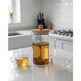 UltraMint Bambu French Press 1000 Cc, Bitki Çayı ve Kahve Filtre Seti - Seçenek 1 - Ahşap Bej - Siyah