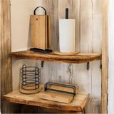 UltraMint Bambu Siyah Metal 4'lü Set: Peçetelik, Kağıt Havluluk, Kesme Tahtası, Çatal Kaşıklık - Ahşap - Seçenek 1