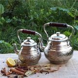 UltraMint Baskılı Bakır Çaydanlık, Üstten Tutmalı, 2.8 Litre, Şık ve Dayanıklı - Altın - Seçenek 1