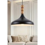 UltraMint Bohem Ahşap 3 Boncuklu Siyah Metal Sarkıt, 35 Cm, Yemek Masası Üstü Avize - Seçenek 1