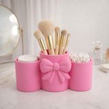 UltraMint Canlı Pembe 3 Bölmeli Makyaj ve Kozmetik Düzenleyici Organizer Set - Ahşap - Bej