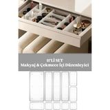 UltraMint Çekmece Içi Çok Amaçlı Organizer, 4 Boy, 11'li, Makyaj ve Takı Düzenleyici - Ahşap