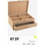 UltraMint Çekmeceli Ahşap Organizer Kutu, Takı ve Makyaj Düzenleyici 30X20X14 cm - Ahşap - Bej