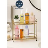 UltraMint Çift Katlı Eskitme Gold Çok Amaçlı Organizer Raf, Banyo ve Mutfak Düzenleyici - Altın