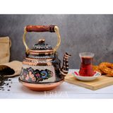 UltraMint El Işlemeli Nostaljik Bakır Demlik, 1,6 Litre, Çaydanlık, Su Isıtıcı - Ahşap - Seçenek 1