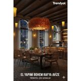 UltraMint El Yapımı Doğal Hasır Kirpi Avize, Bohem Tarz, Salon ve Çocuk Odası Aydınlatması - Seçenek 1 - Altın