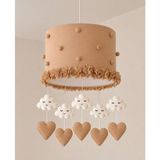 UltraMint El Yapımı Kahverengi Ponpon Çiçekli Bebek Odası Avizesi 30X20 cm - Seçenek 1 - Ahşap - Bej