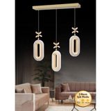 UltraMint Elips Model 3'lü Gold Çok Renkli Modern Ledli Yemek ve Oturma Seti - Seçenek 1 - Altın