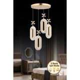 UltraMint Elips Model 4'lü Gold Renkli LED Kristal Avize, Modern Oturma ve Mutfak Aydınlatması - Seçenek 1 - Altın