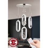UltraMint Elips Tasarımlı 4'lü Modern LED Avize, Renkli Kumandalı, Krom Kasa - Seçenek 1 - Antrasit