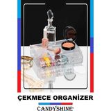 UltraMint Elmas Desenli Büyük Çekmece Organizer, Sert Mika Düzenleyici - Ahşap - Bej - Siyah