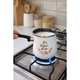 UltraMint Emaye Kahve Cezve 750 Ml, 10 Cm, Za Lepsi Dan, Yumurta Haşlama Özelliği - Seçenek 1 - Ahşap Bej - Siyah