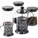 UltraMint French Press Seti, 5 Parça, Şık ve Fonksiyonel Kahve Demleme Seti - Seçenek 1 - Antrasit