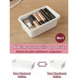UltraMint Genişleyebilir Makyaj Organizeri, Ayarlanabilir Modüler Çekmece Içi Düzenleyici - Ahşap - Bej - Siyah