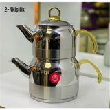 UltraMint Gold Kulp Çelik Çaydanlık Takımı, Mini Boy, 2-4 Kişilik - Altın - Seçenek 1