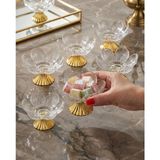 UltraMint Gold Renk Metal Ayaklı Lotus Çiçekli Cam Lokumluk Takım 6 Parça - Altın - Seçenek 1