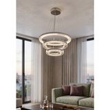 UltraMint Helios Kristal 3’lü Halka Sarkıt LED Avize, Kumandalı, Renk Değiştirilebilir - Seçenek 1 - Altın