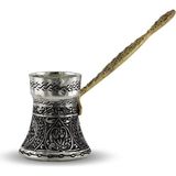 UltraMint Iki Fincanlık Işlemeli Kalın Bakır Cezve 175 Ml, Şık ve Dayanıklı Tasarım - Seçenek 1 - Altın