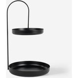 UltraMint Iki Katlı Siyah Metal Organizer, Takı ve Makyaj Standı - Ahşap