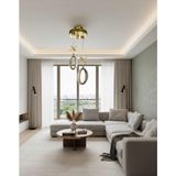 UltraMint Iki Parçalı Gold Kristal LED Spotlu Avize Seti, Şıklık ve Işık Kalitesi - Seçenek 1 - Altın