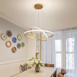 UltraMint Ikili Halka Modern LED Sarkıt Avize, Beyaz Işık, Salon, Mutfak, Oda Dekoru - Seçenek 1 - Altın