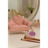 UltraMint Kadife Desenli Figürlü Takı Kutusu, Pembe, 24CM, Şık ve Zarif Tasarım - Ahşap - Bej