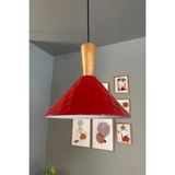 UltraMint Kırmızı Tekli Avize, Huni Başlık, Sarkıt, Ofis, Showroom, Salon, Mutfak Işığı - Seçenek 1 - Açık Gri