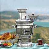 UltraMint Krom Semaver Kömürlü 4 Lt ve Taşıma Çantası ile Şıklık ve Işlevsellik - Açık Beyaz - Gri - Seçenek 1