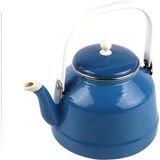 UltraMint Mavi Emaye Çaydanlık, 3,5 Litre, Üstten Tutmalı, Çinko Bitki Çayı Demliği - Ahşap - Ceviz - Seçenek 1