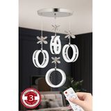 UltraMint Modern 3 Renk Kumandalı Krom Yüzük LED Avize 4’lü, Şık ve Şık Tasarım - Seçenek 1 - Antrasit