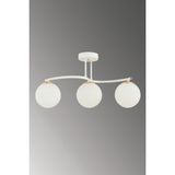 UltraMint Modern 3’lü Beyaz Glob Camlı Plafonyer Avize, Oturma Odası ve Salon Için - Seçenek 1 - Altın