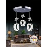 UltraMint Modern 3'lü Gümüş Mozaik Ledli Kristal Taşlı Avize, Salon ve Mutfak Için - Seçenek 1 - Altın - Gümüş - Bakır