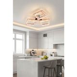 UltraMint Modern 3’lü Kristal Kare LED Avize, 3 Renk, Salon, Yemek ve Oda Için - Seçenek 1 - Altın - Gümüş - Bakır
