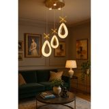 UltraMint Modern 3'lü LED Avize, Gold Kristal Görünüm, Gün Işığı, Enerji Tasarrufu - Seçenek 1 - Altın