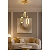 UltraMint Modern 3’lü LED Avize, Gold Renk, Kristal Görünüm, Gün Işığı, Enerji Tasarrufu - Seçenek 1 - Altın