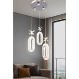 UltraMint Modern 3’lü LED Avize, Krom ve Kristal Görünüm, Beyaz Işık, Enerji Tasarrufu - Seçenek 1 - Antrasit