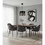 UltraMint Modern 3'lü Siyah Yuvarlak Kasa Avize, Şık ve Zarif Tasarım - Seçenek 1 - Ahşap