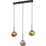 UltraMint Modern 3'lü Yemek Masası Üstü Asimetrik Camlı Sarkıt Avize - Seçenek 1 - Antrasit