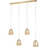 UltraMint Modern 4’lü Yemek Masası Üstü Bal+Beyaz Çift Camlı Sarkıt Avize - Seçenek 1 - Altın