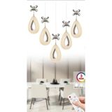UltraMint Modern 5'li Gümüş LED Yemek Masası Üstü, 3 Renkli Kumandalı Sarkıt Avize - Seçenek 1 - Altın - Gümüş - Bakır