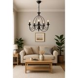 UltraMint Modern 5'li Siyah Avize, Salon ve Oturma Odası Için Şık Tasarım - Seçenek 1 - Ahşap