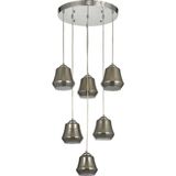 UltraMint Modern 6'lı Füme+Beyaz Çift Camlı Sarkıt Avize, Krom Kaplama - Seçenek 1 - Antrasit