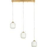 UltraMint Modern Beyaz Camlı 3'lü Yemek Masası Üstü Sarkıt Avize (Gold Kaplama) - Seçenek 1 - Altın